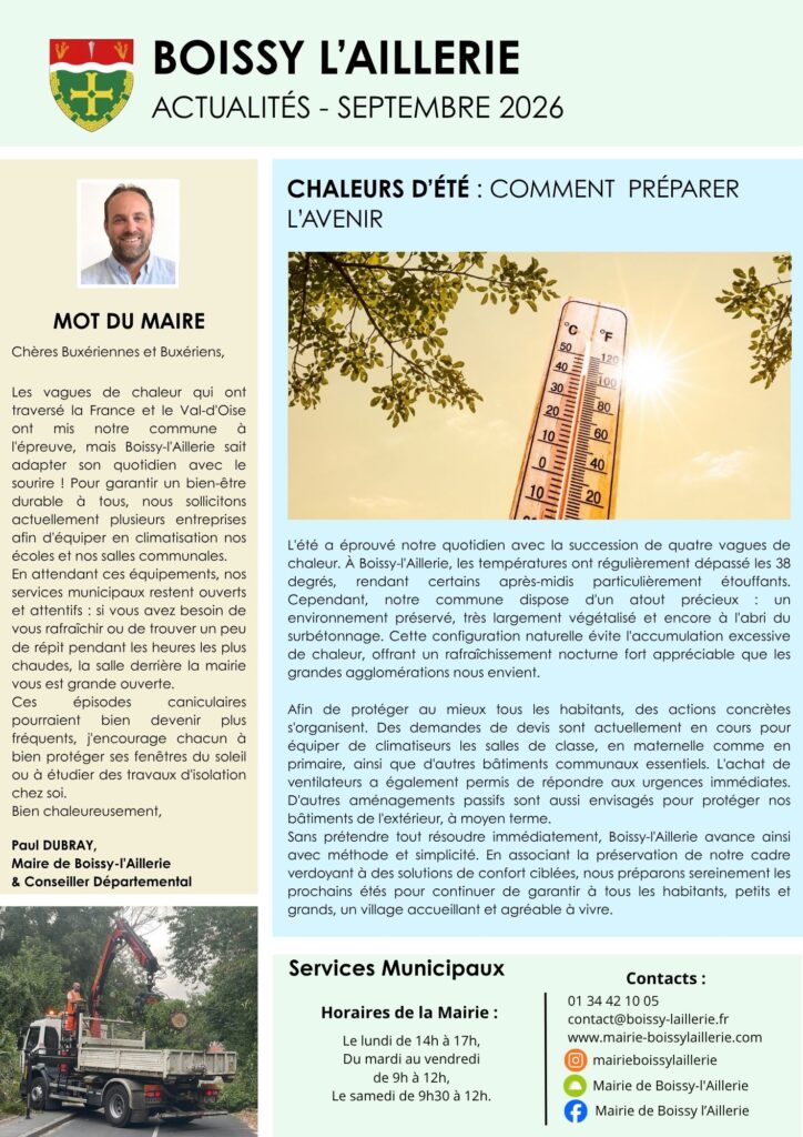 La feuille d'actualité de la mairie dans vos boites aux lettres